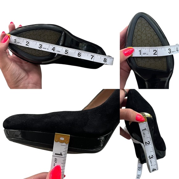 Calvin Klein Women's 8.5 Black Suede Gold Accent Paulette Platform Heels‎ Pumps - Picture 14 of 16